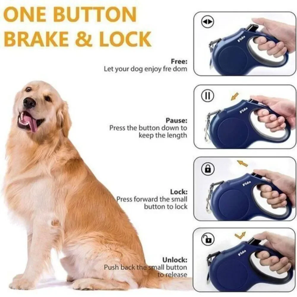 Fida Retractable Dog‎ Leash with Dispenser Large